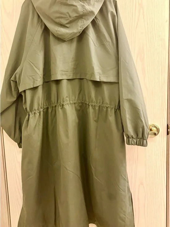 Old Navy Olive Green Long Hooded Trench Coat - Picture 2 of 6